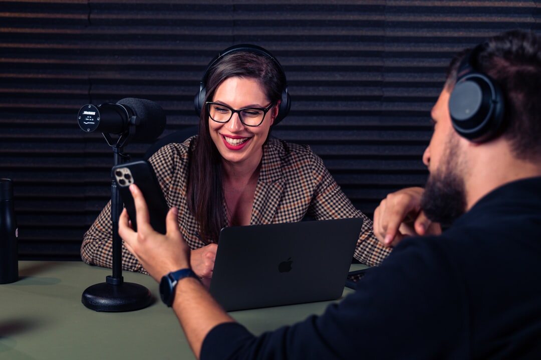talk show host interviewing guest