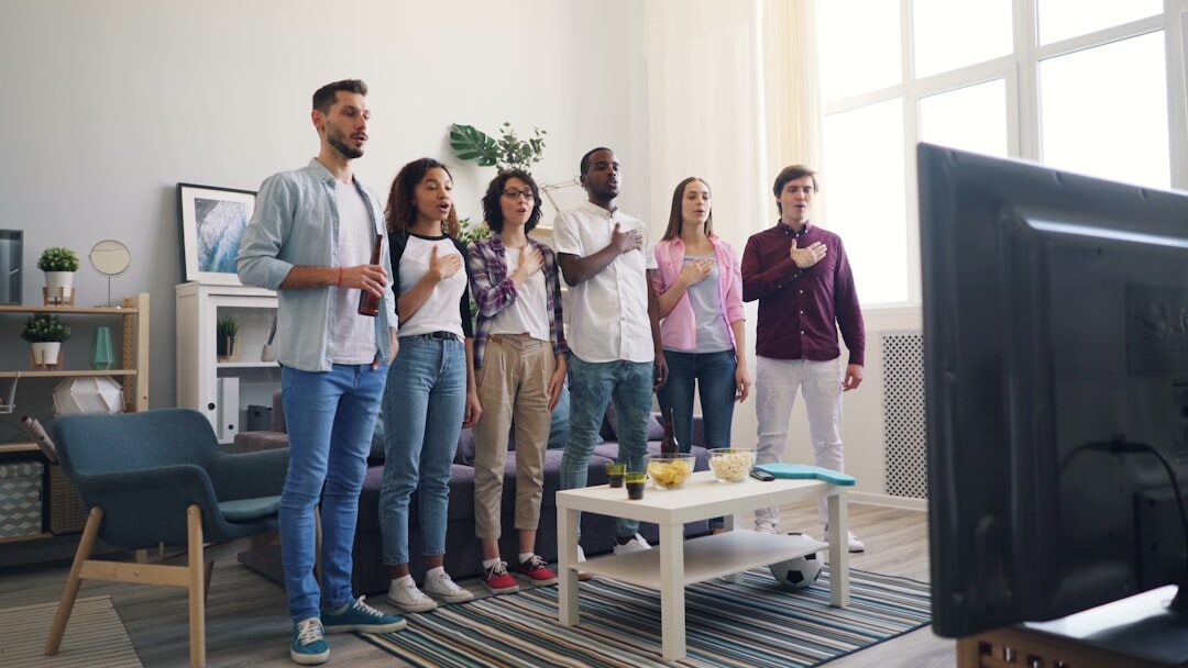 group of friends watching tv